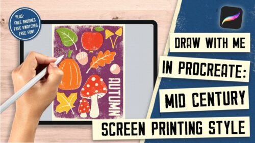 Draw with me in Procreate - Mid-Century Screen Printing Style Class Thumbnail